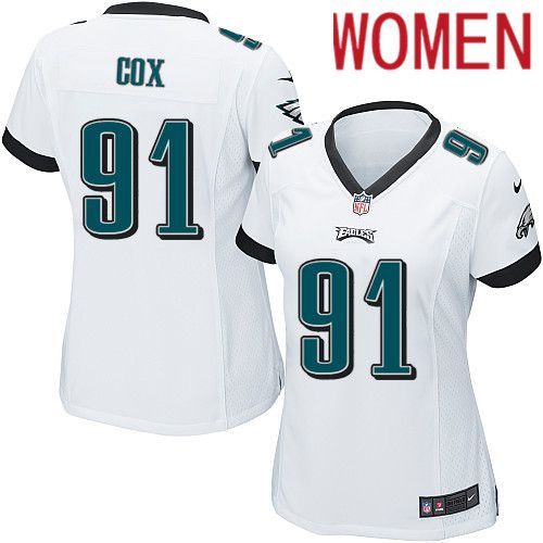 Women Philadelphia Eagles 91 Fletcher Cox Nike White Game NFL Jersey